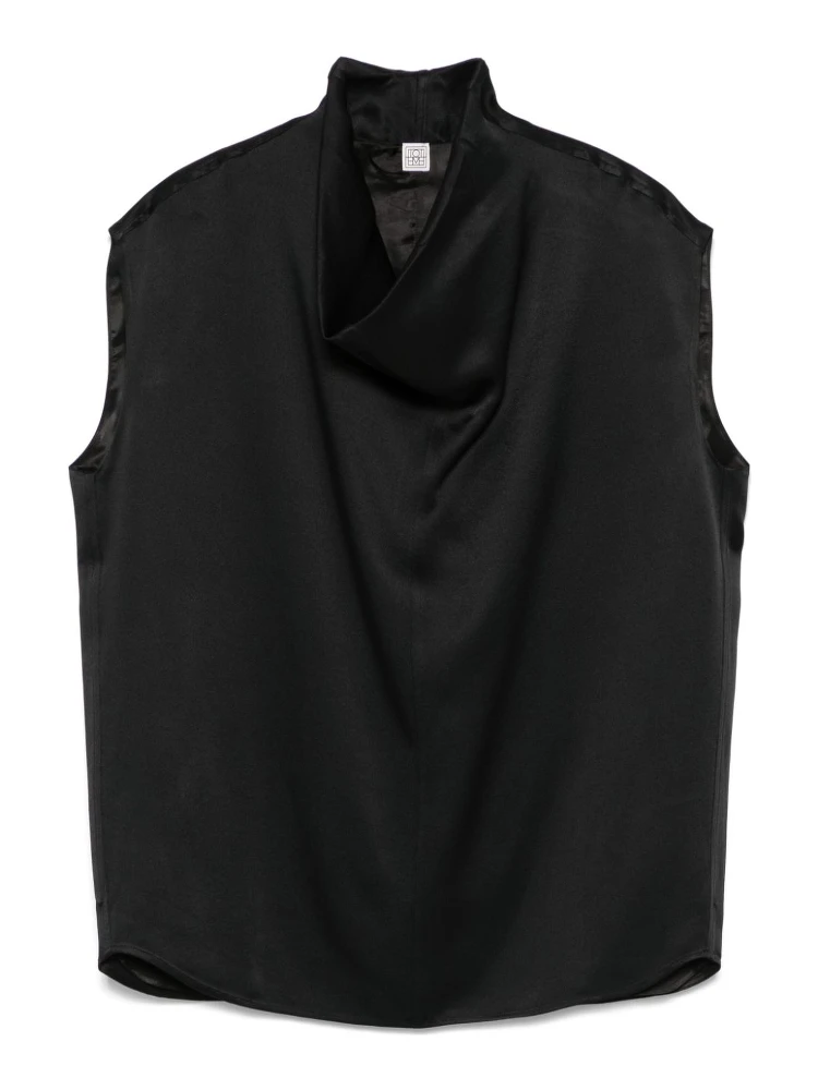 sleeveless funnel-neck blouse