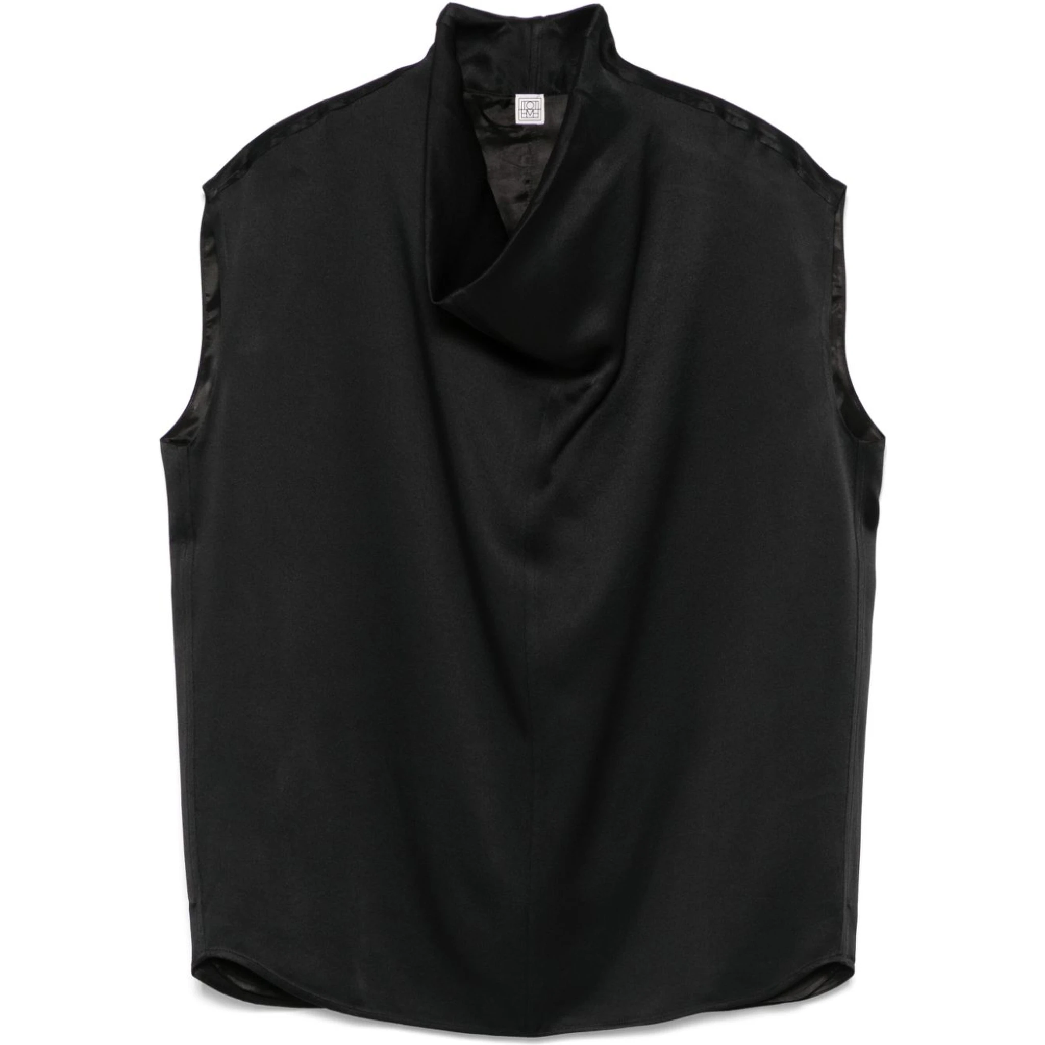 sleeveless funnel-neck blouse