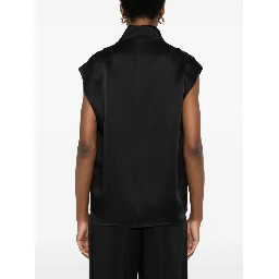 sleeveless funnel-neck blouse