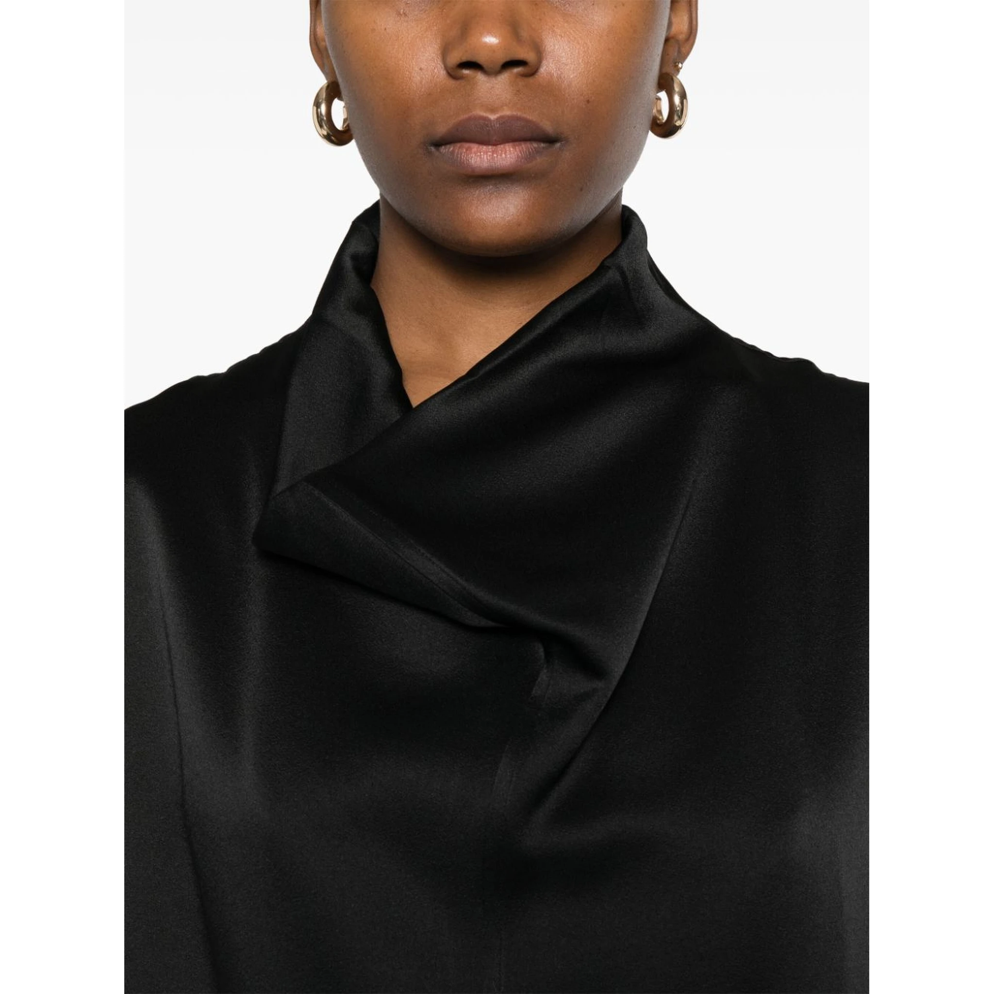 sleeveless funnel-neck blouse