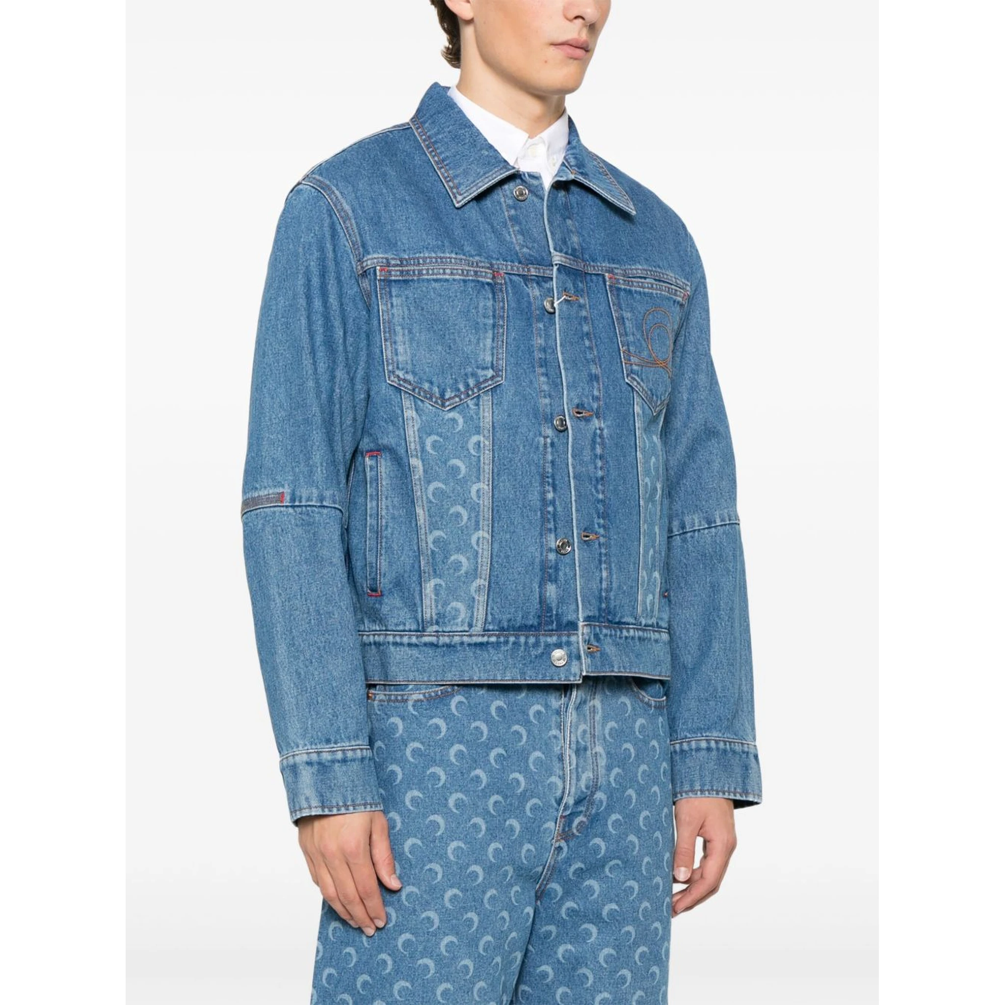 crescent moon-print denim jacket
