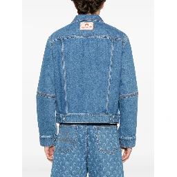 crescent moon-print denim jacket