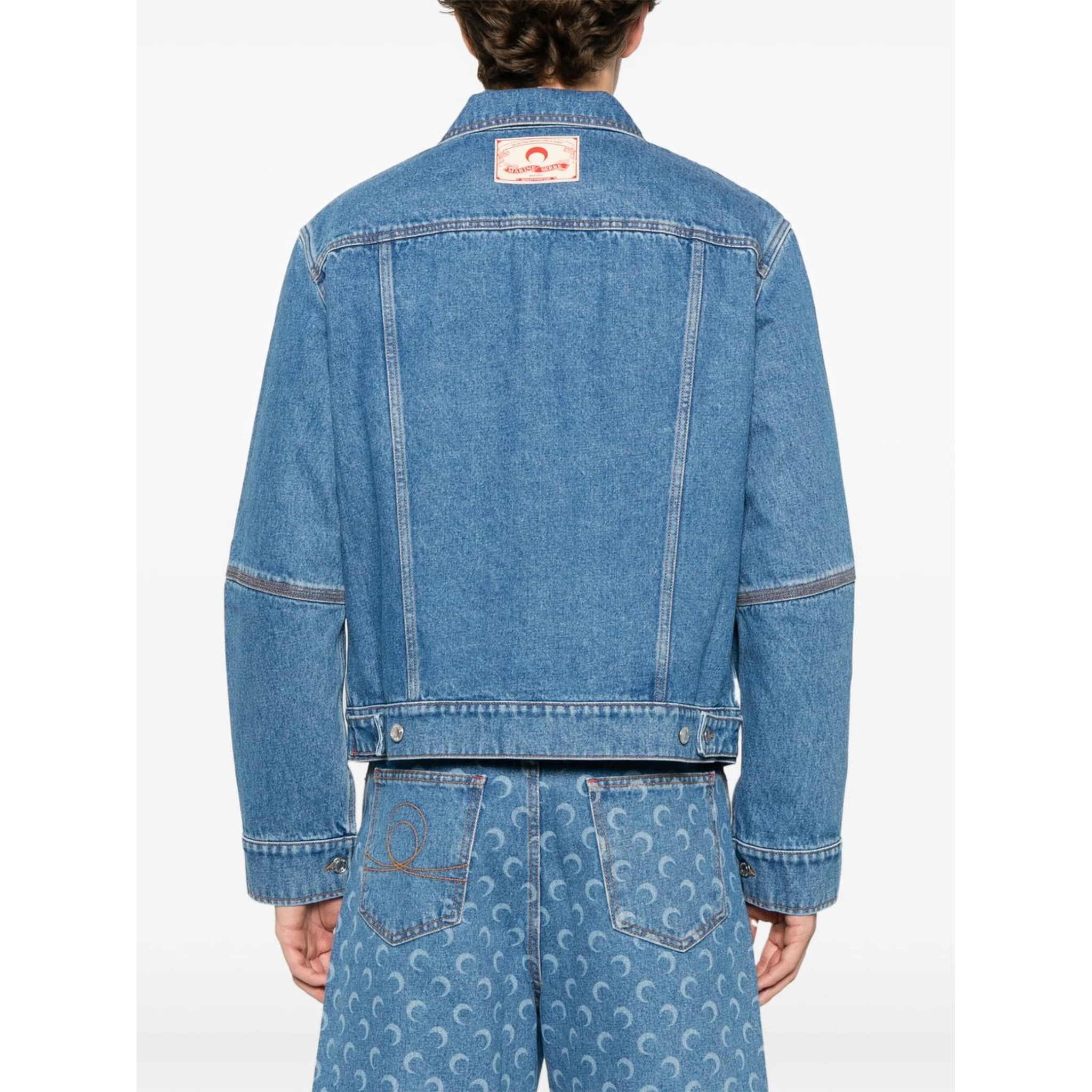 crescent moon-print denim jacket