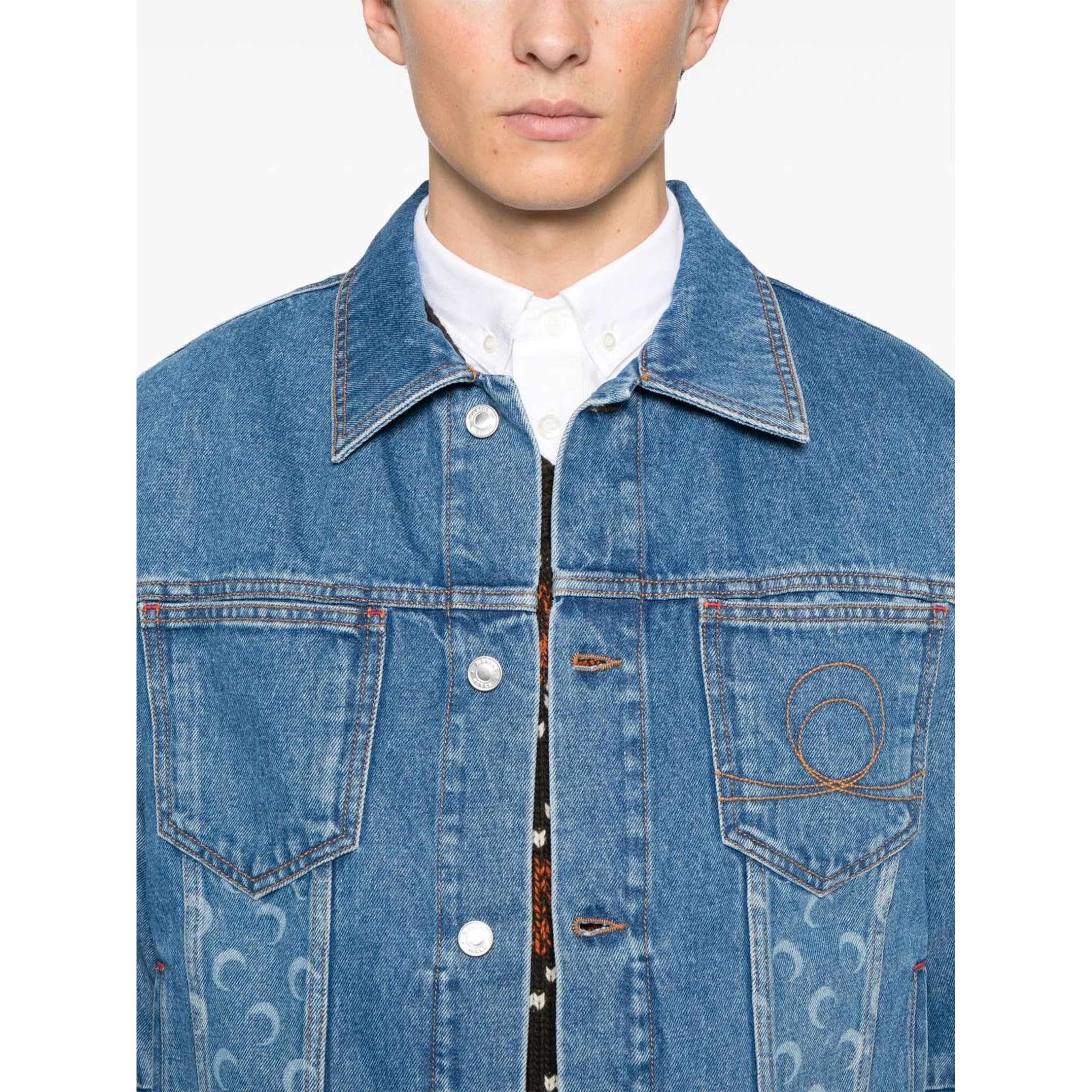crescent moon-print denim jacket