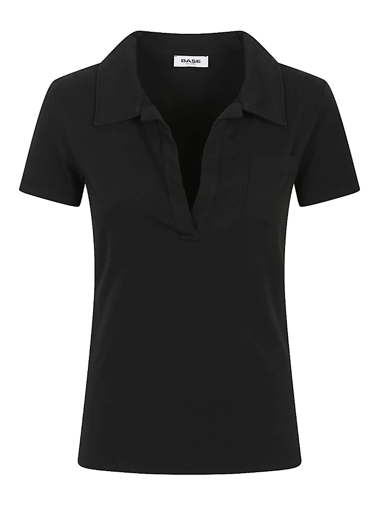 patch-pocket polo-collar t-shirt