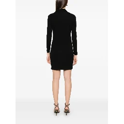 Plunge Neck Long Sleeve Crepe Jersey Dress In Lb999 Black