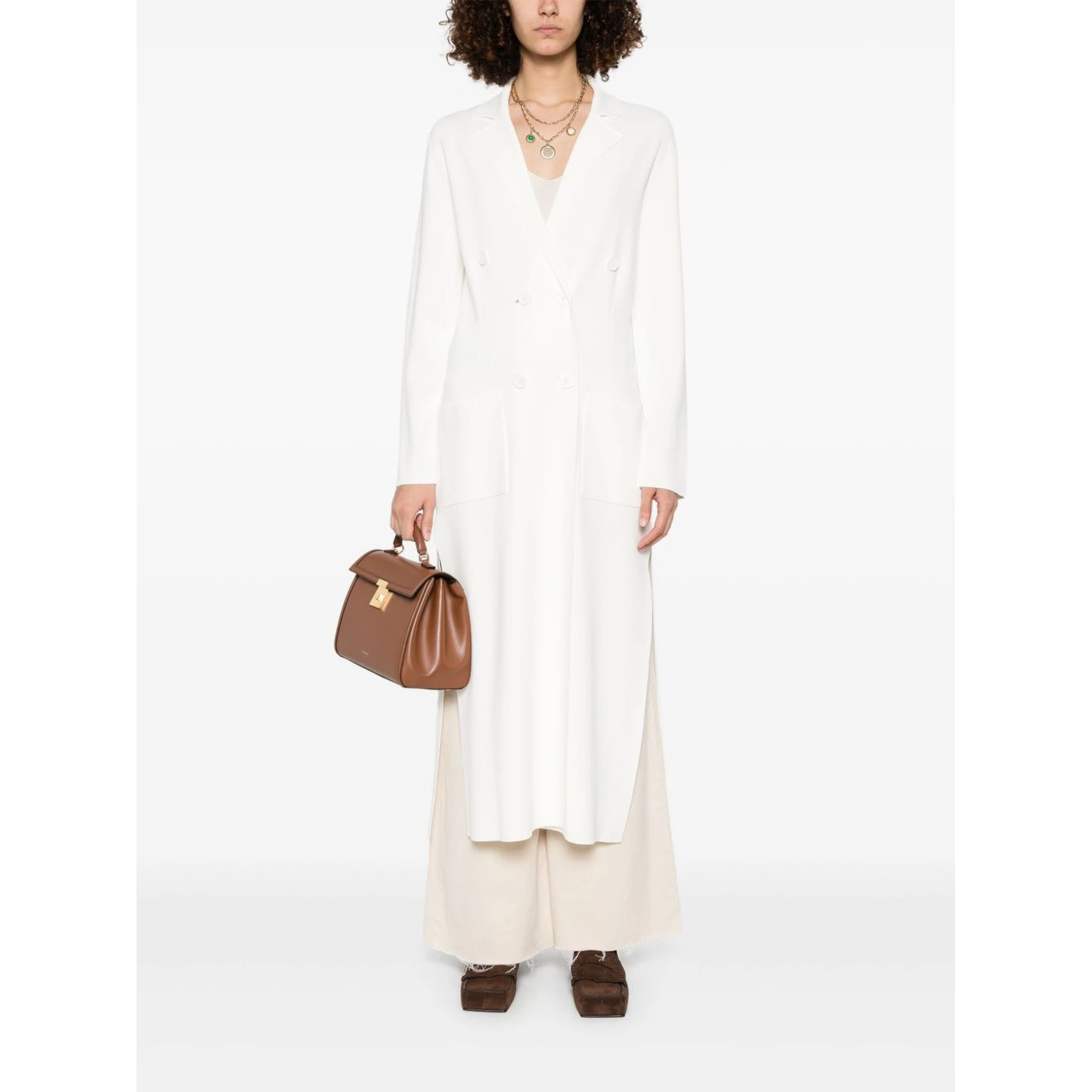 Parosh Double Breasted Coat In Beige