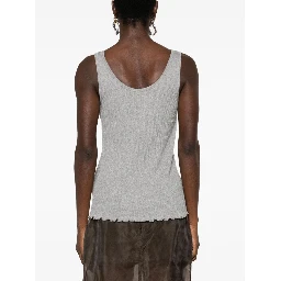 Fendi Roma Ribbed Cotton Tank Top In Grey