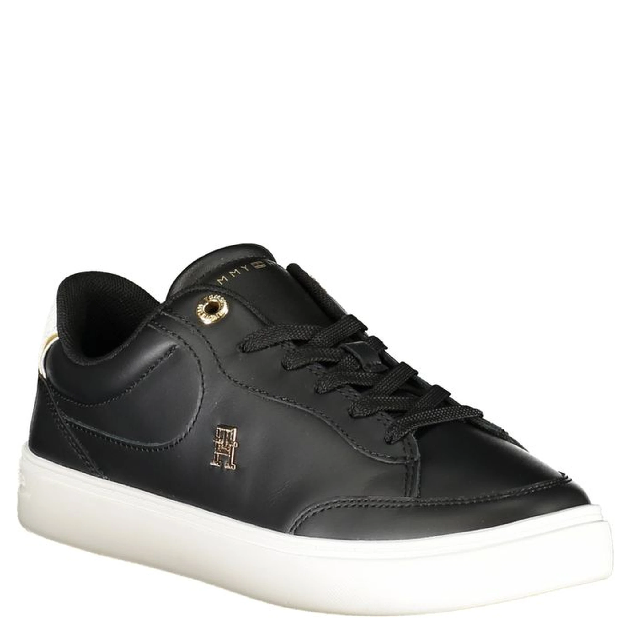 Black Leather Women Sneaker