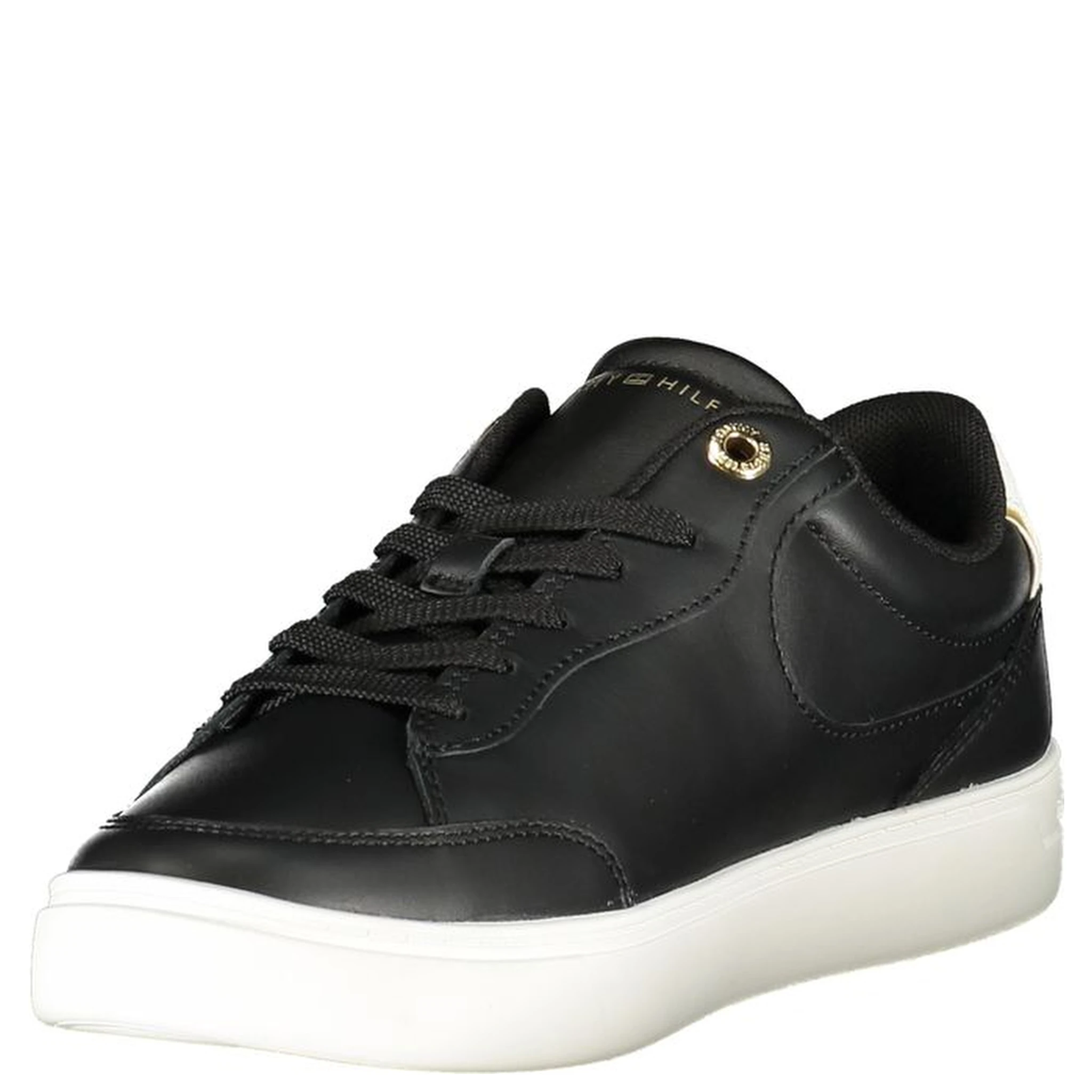 Black Leather Women Sneaker