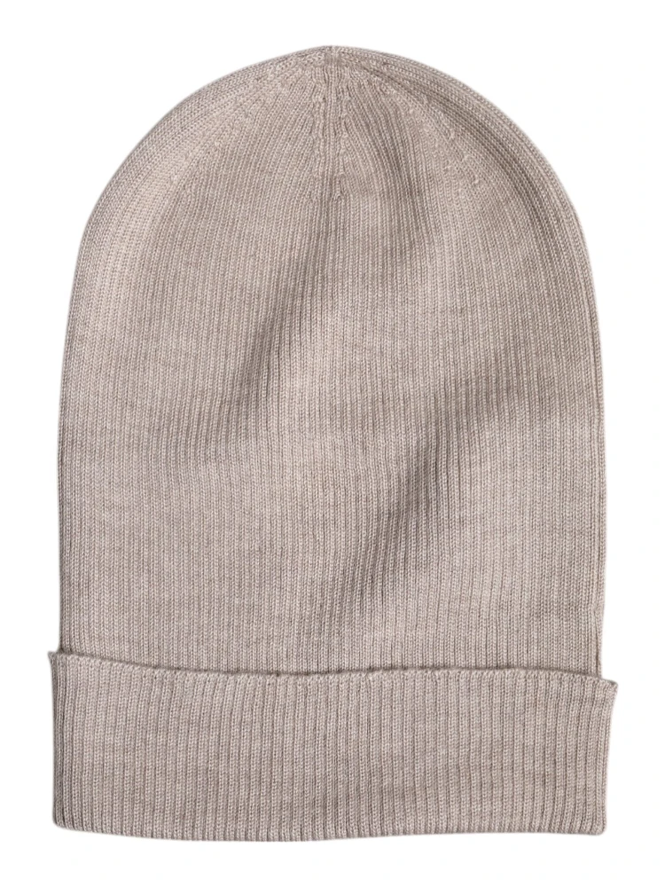 Beige Cashmere Knitted Winter Beanie Hat