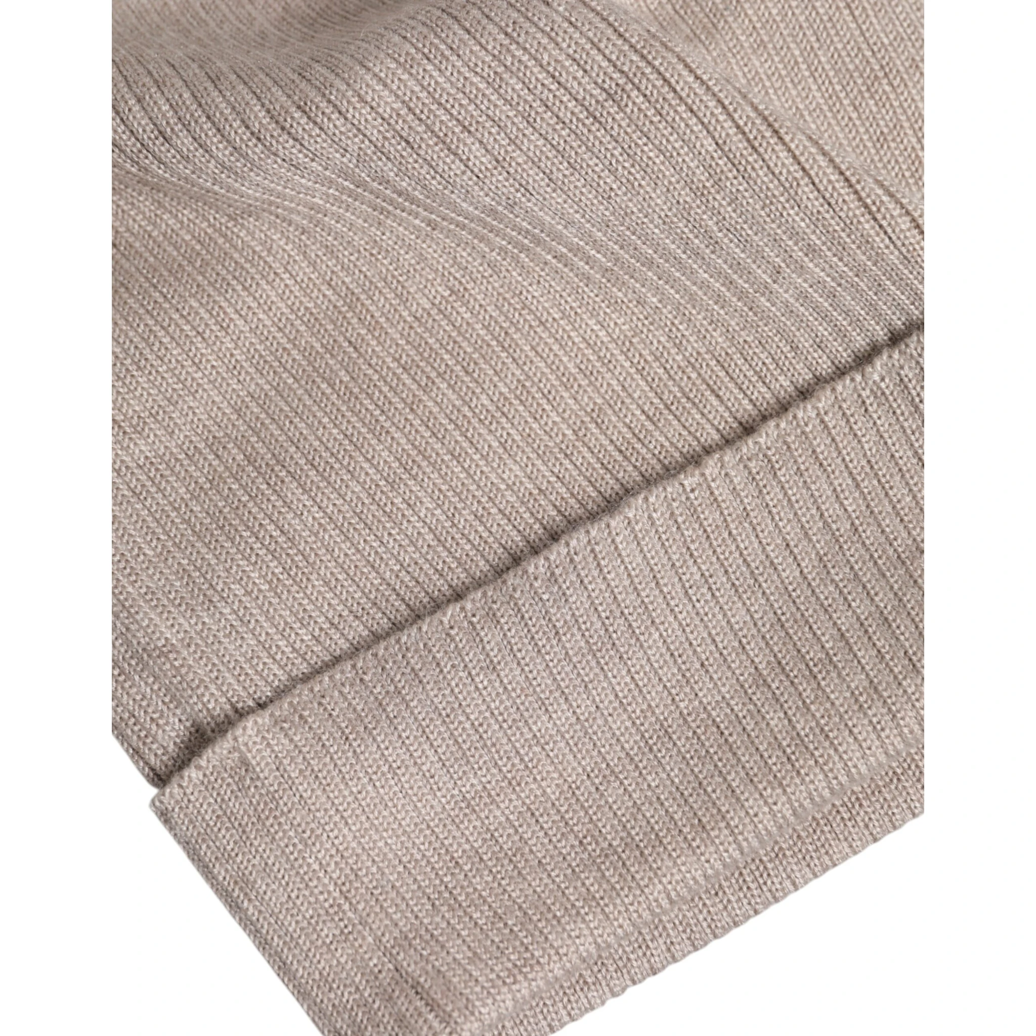 Beige Cashmere Knitted Winter Beanie Hat