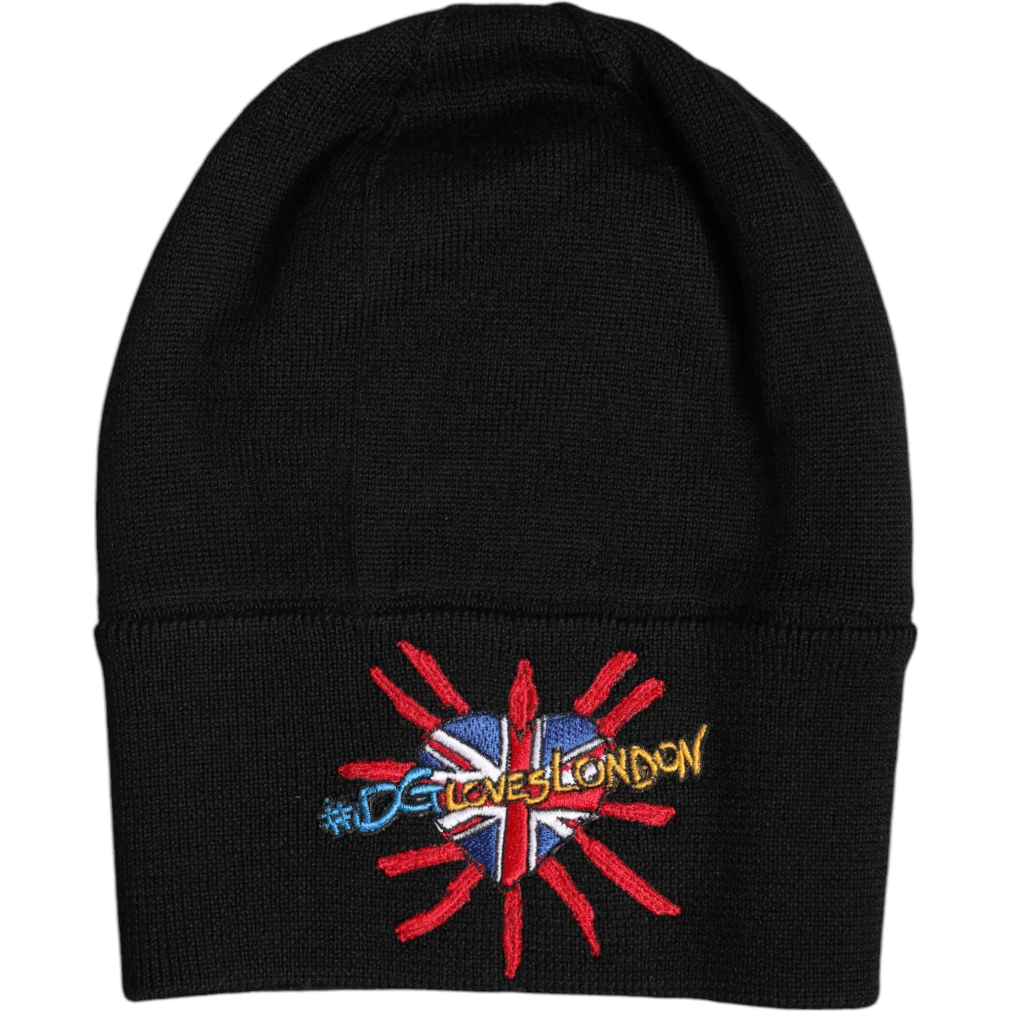 Black #DGLOVESLONDON Knitted Beanie Hat
