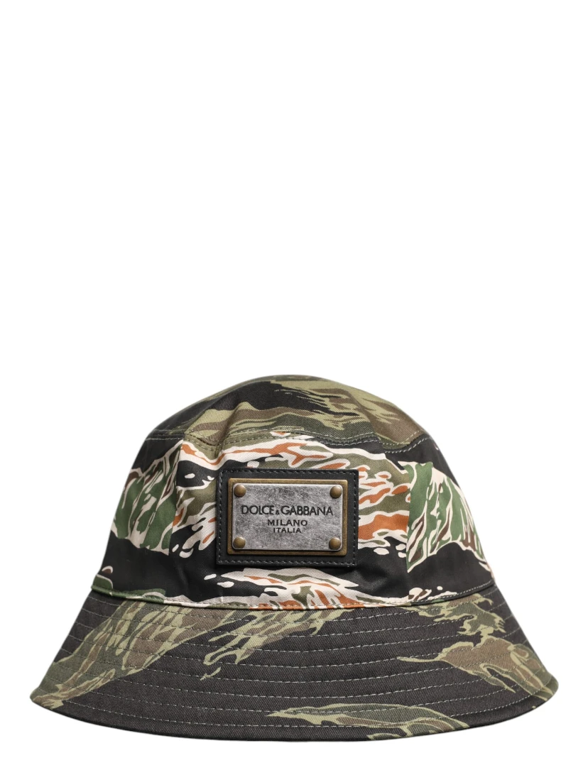 Multicolor DG Plaque Wide Brim Bucket Hat