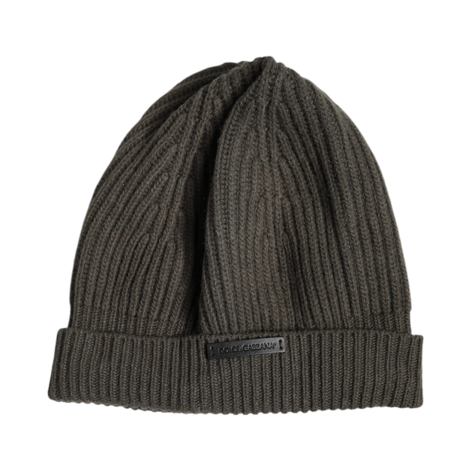 Green Wool DG Plaque Knitted Winter Beanie Hat