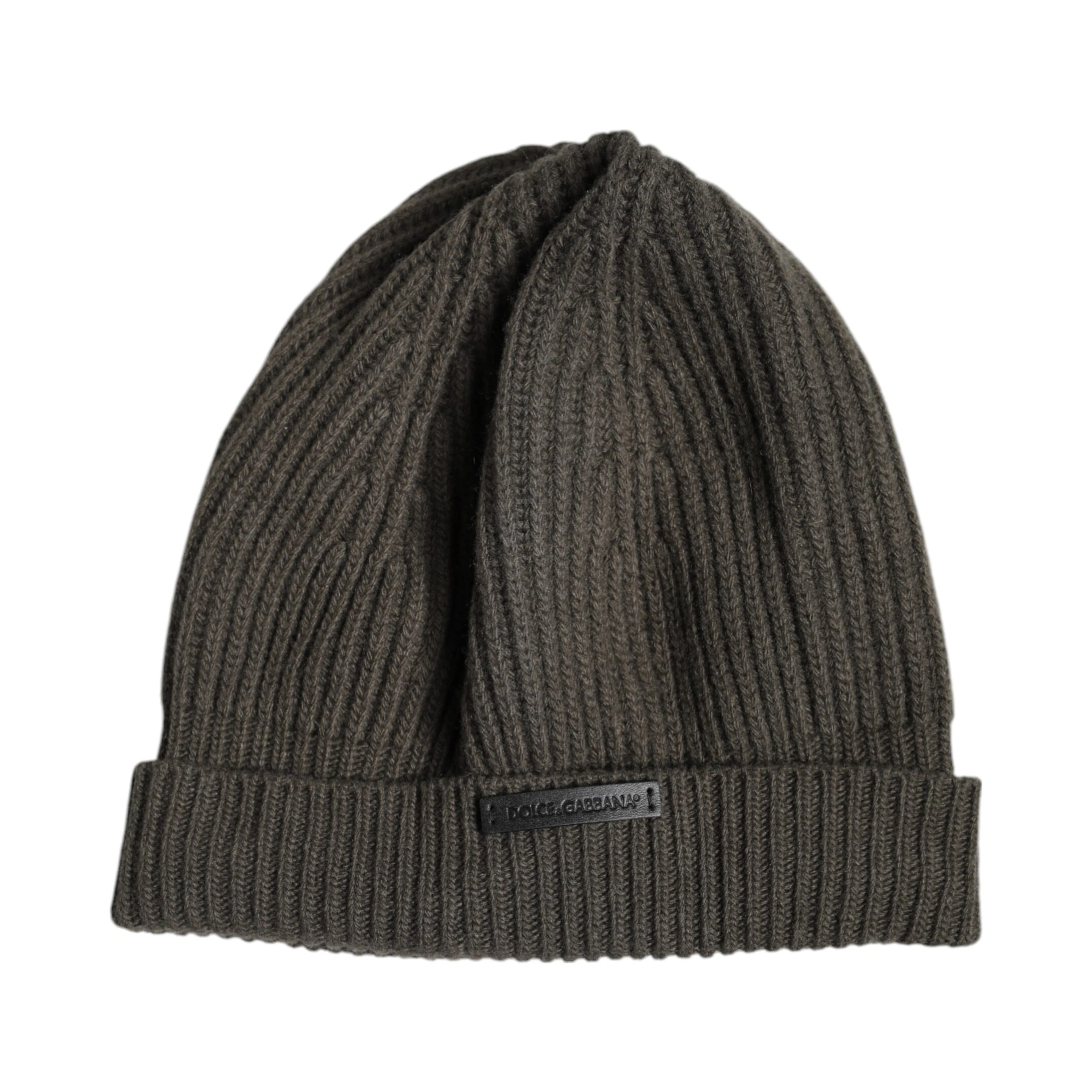Green Wool DG Plaque Knitted Winter Beanie Hat