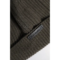 Green Wool DG Plaque Knitted Winter Beanie Hat