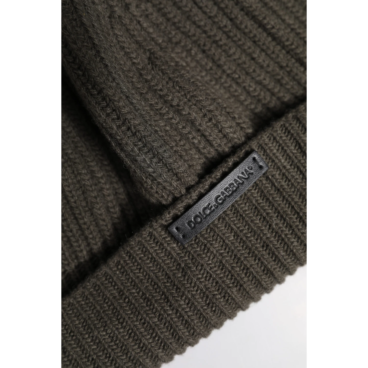 Green Wool DG Plaque Knitted Winter Beanie Hat
