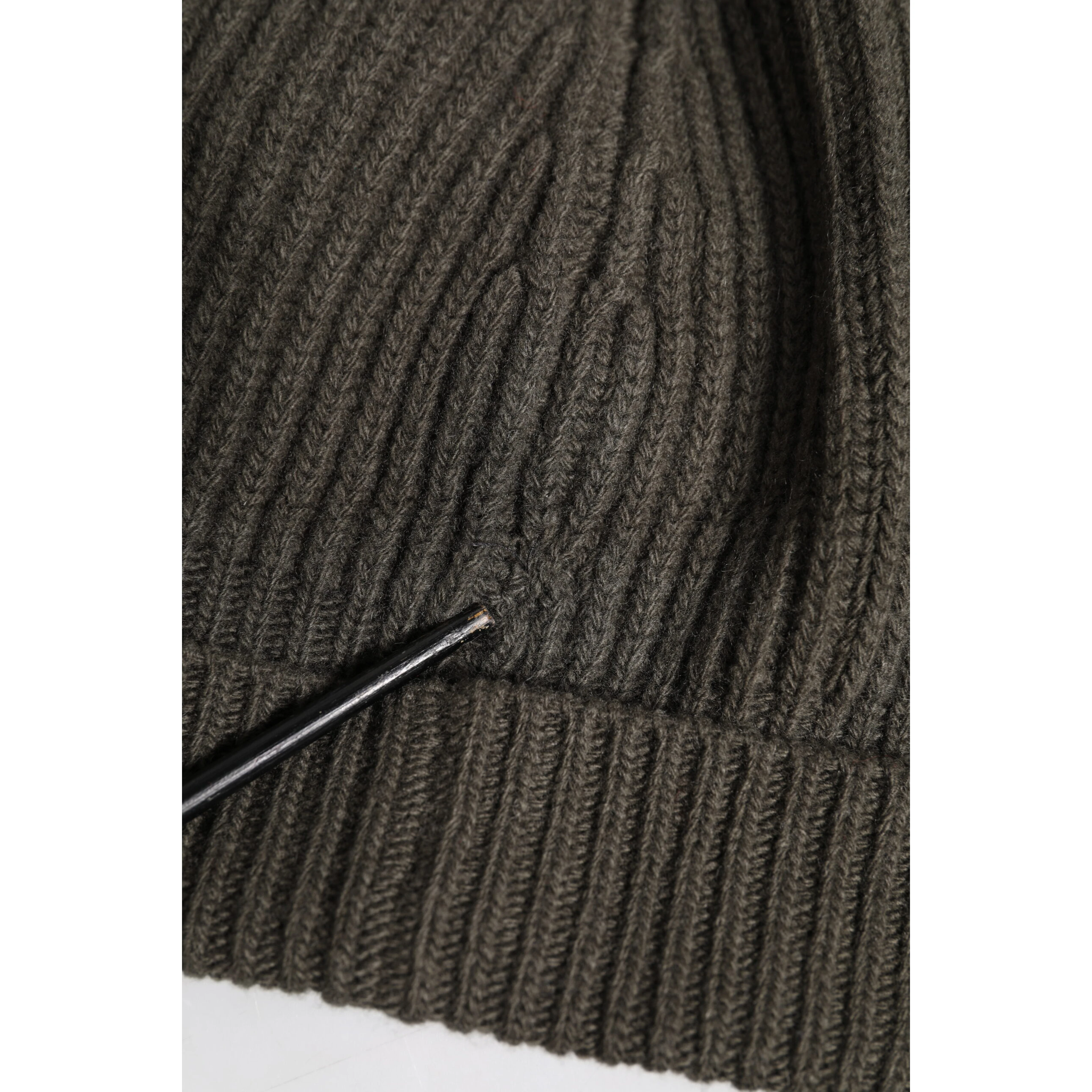 Green Wool DG Plaque Knitted Winter Beanie Hat
