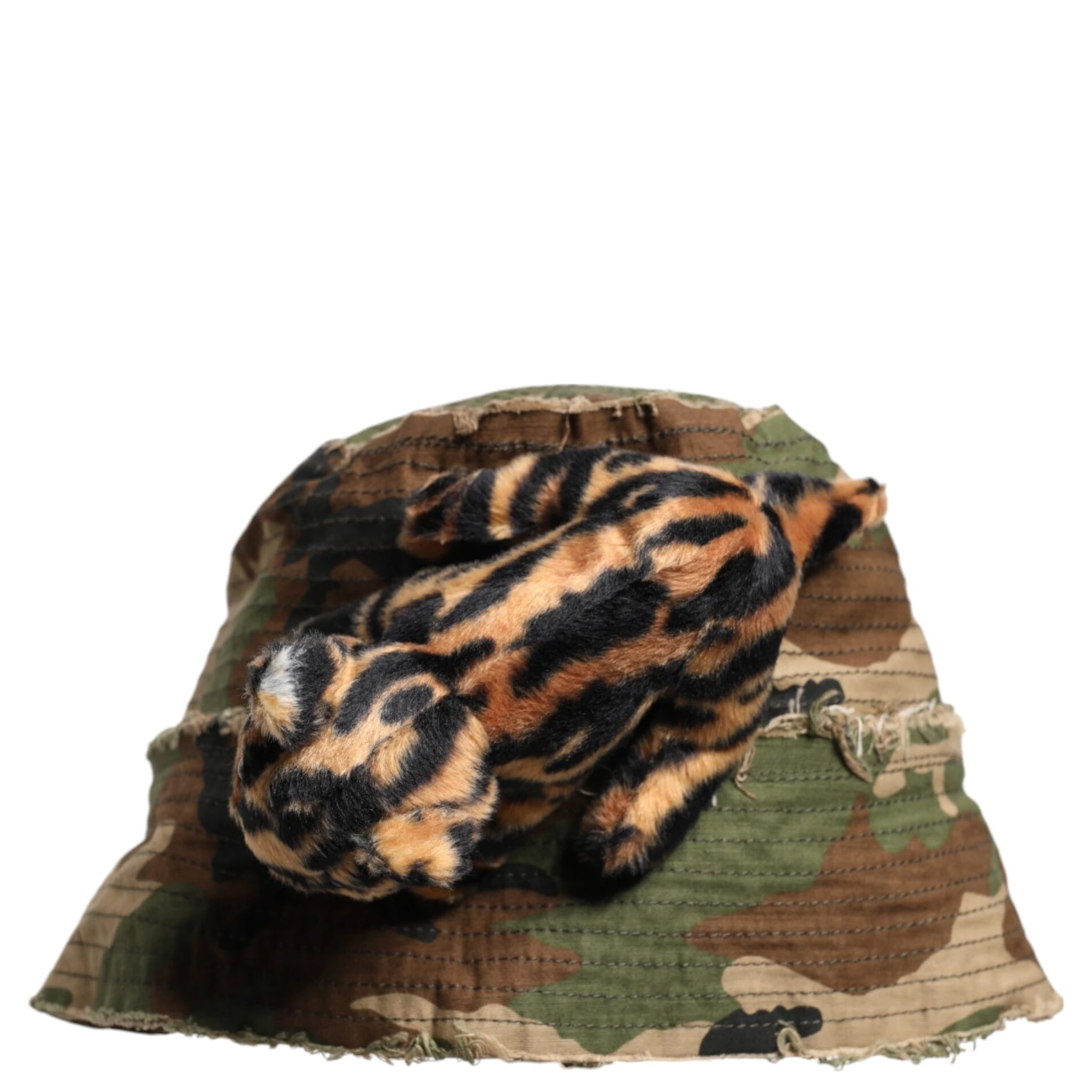 Multicolor Leopard Embellish Wide Brim Bucket Hat