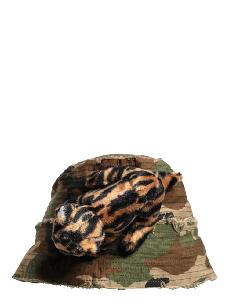 Multicolor Leopard Embellish Wide Brim Bucket Hat alternative
