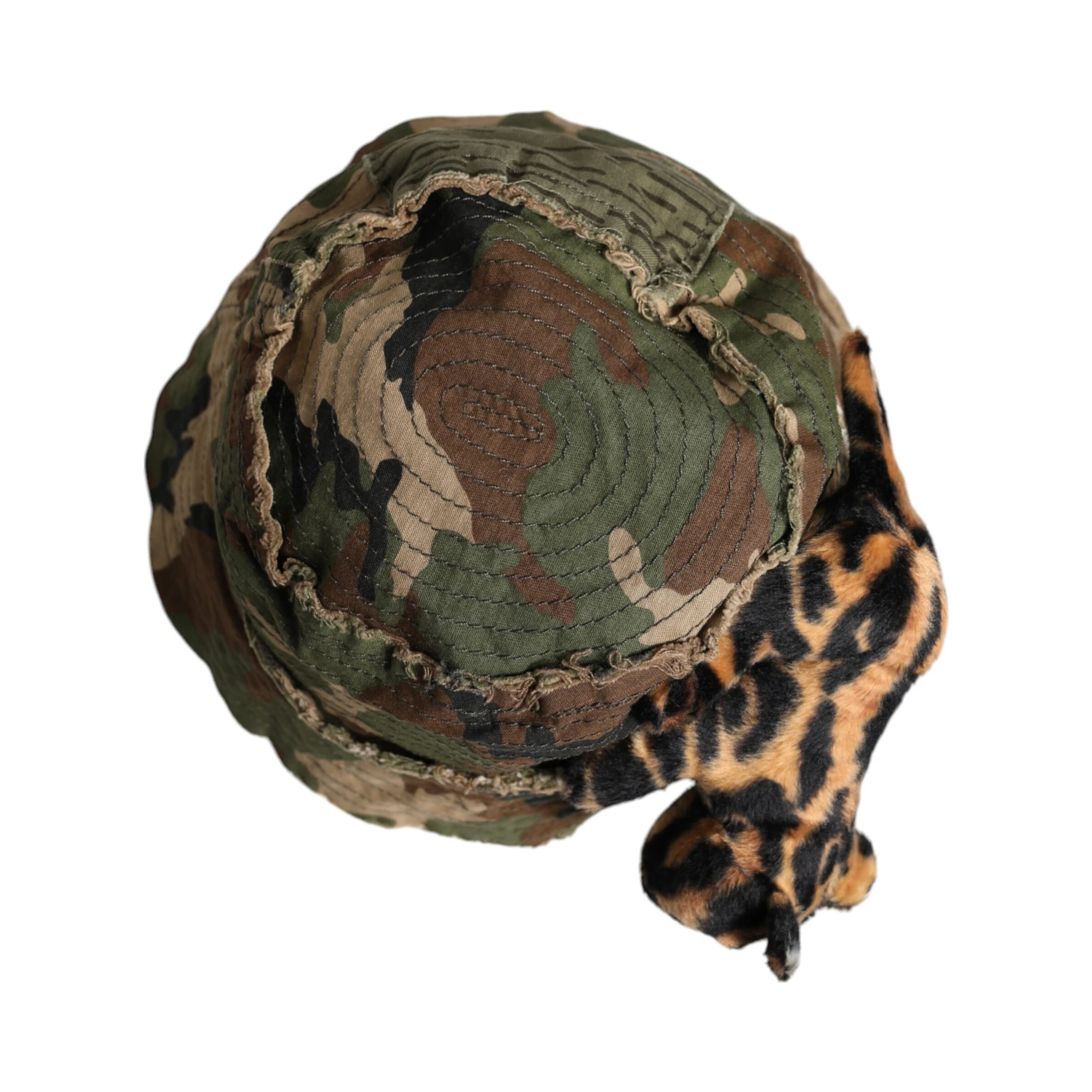 Multicolor Leopard Embellish Wide Brim Bucket Hat