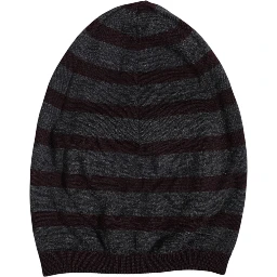 Gray Striped Wool Knitted Winter Beanie Hat