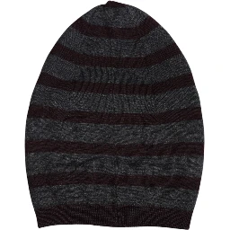 Gray Striped Wool Knitted Winter Beanie Hat