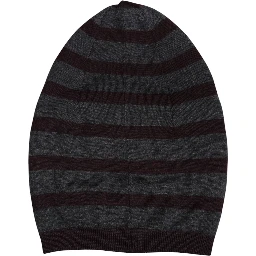 Gray Striped Wool Knitted Winter Beanie Hat