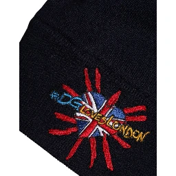 Black Wool #DGLovesLondon Winter Beanie Hat