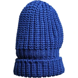 Blue Wool Knitted Winter Beanie Hat