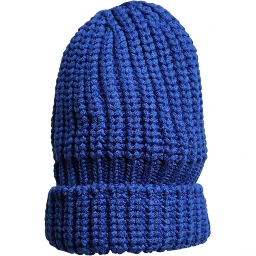 Blue Wool Knitted Winter Beanie Hat