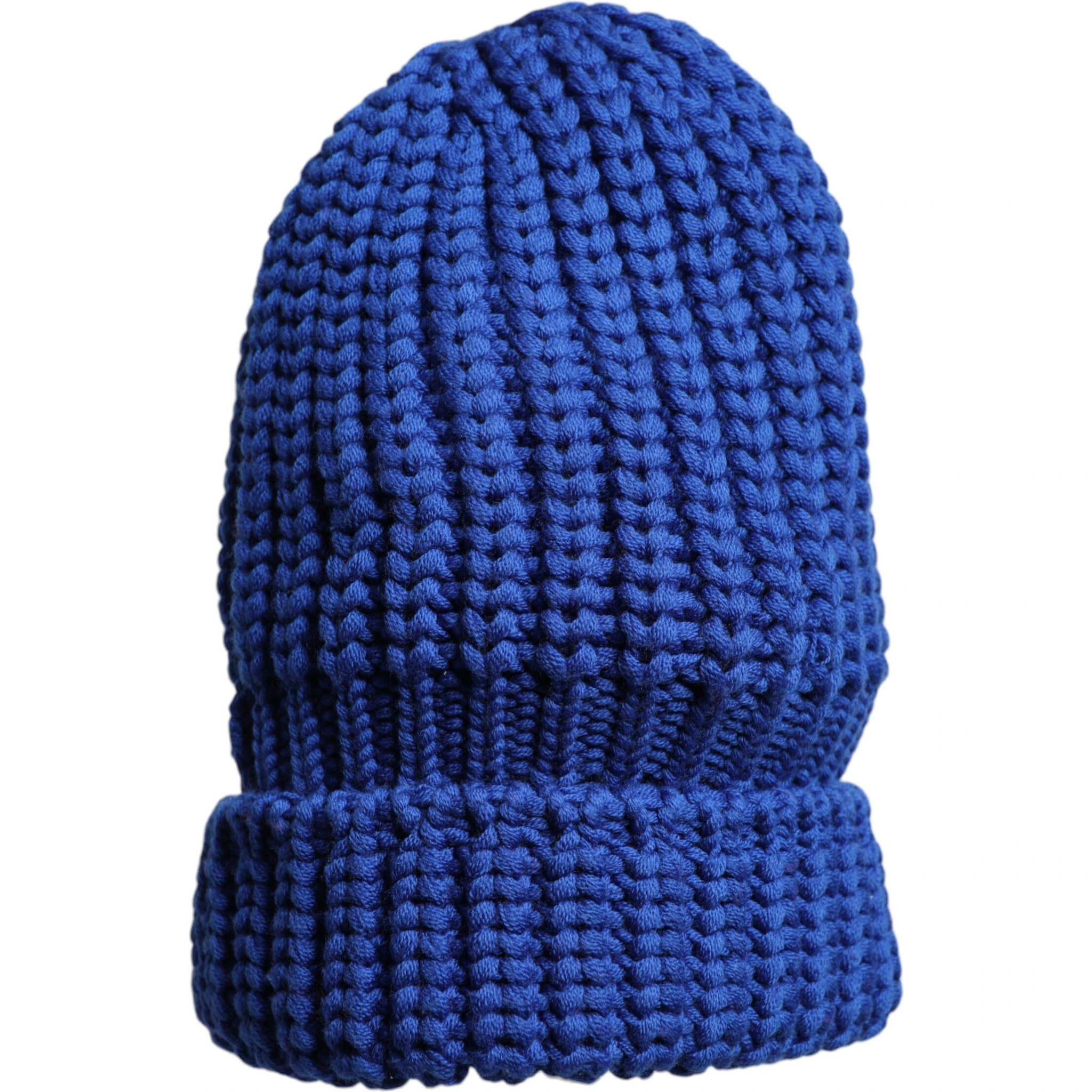 Blue Wool Knitted Winter Beanie Hat