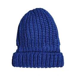 Blue Wool Knitted Winter Beanie Hat