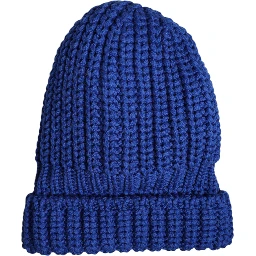 Blue Wool Knitted Winter Beanie Hat