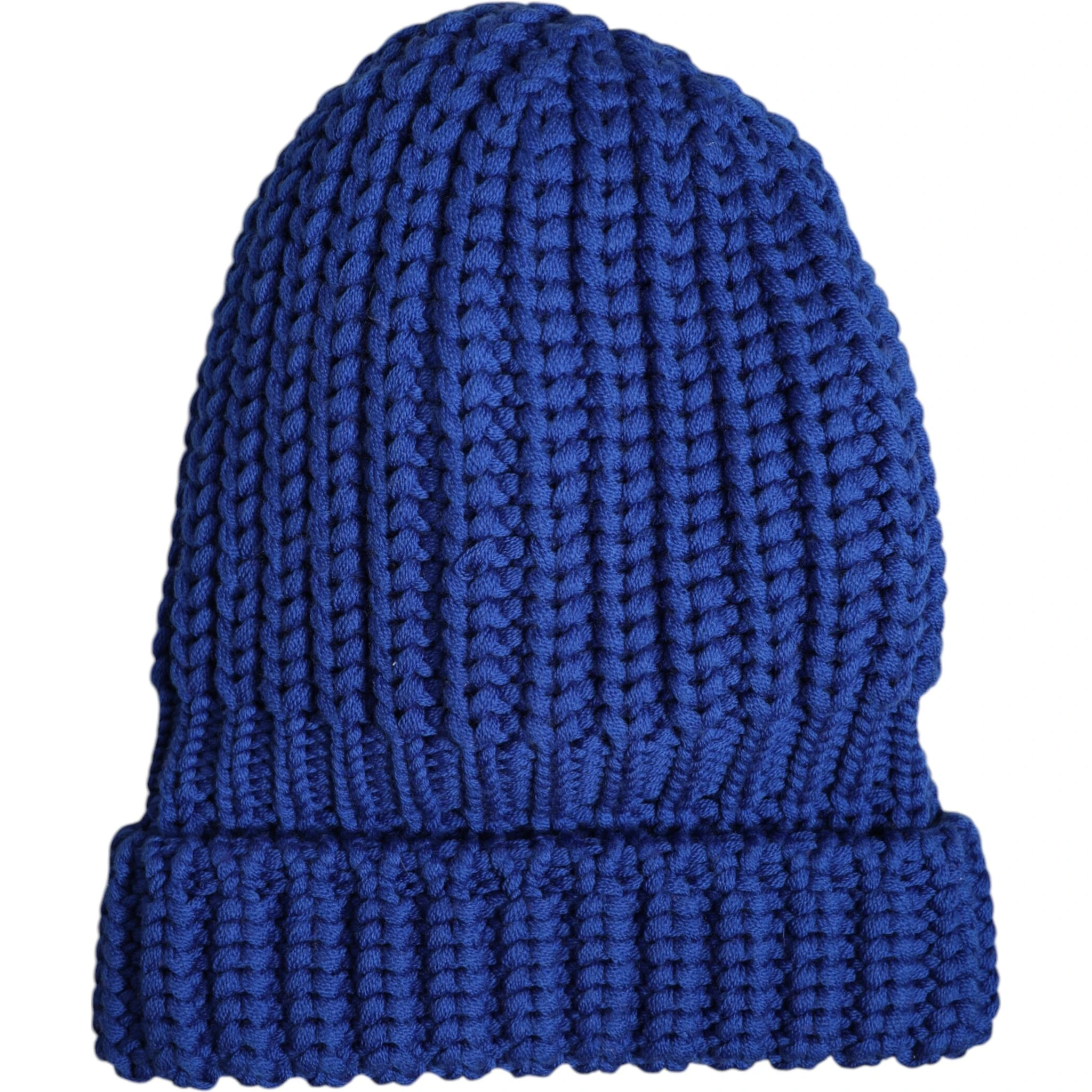 Blue Wool Knitted Winter Beanie Hat