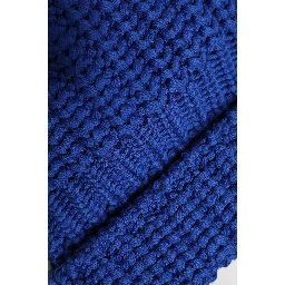 Blue Wool Knitted Winter Beanie Hat