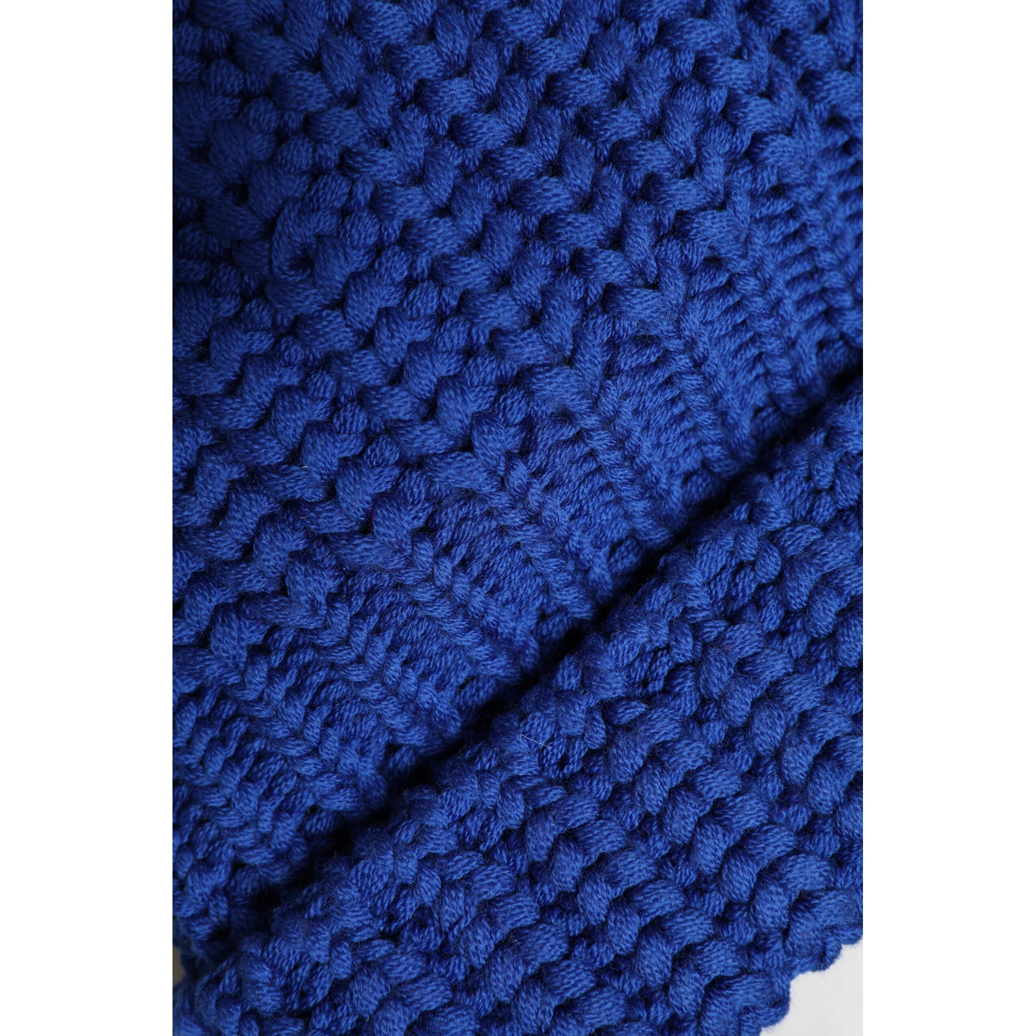 Blue Wool Knitted Winter Beanie Hat
