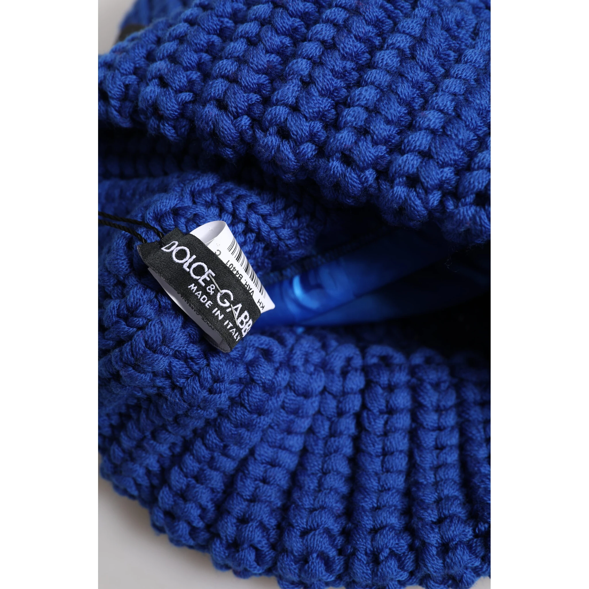 Blue Wool Knitted Winter Beanie Hat