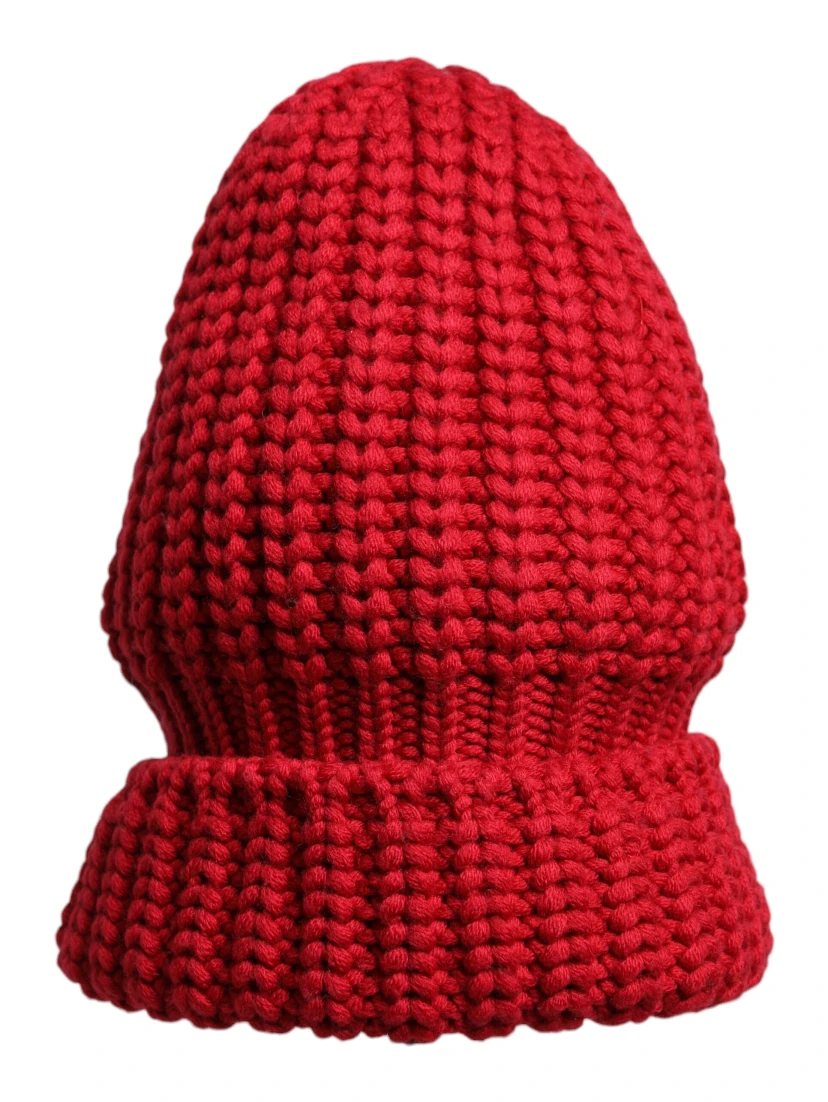 Red Solid Wool Knitted Winter Beanie Hat