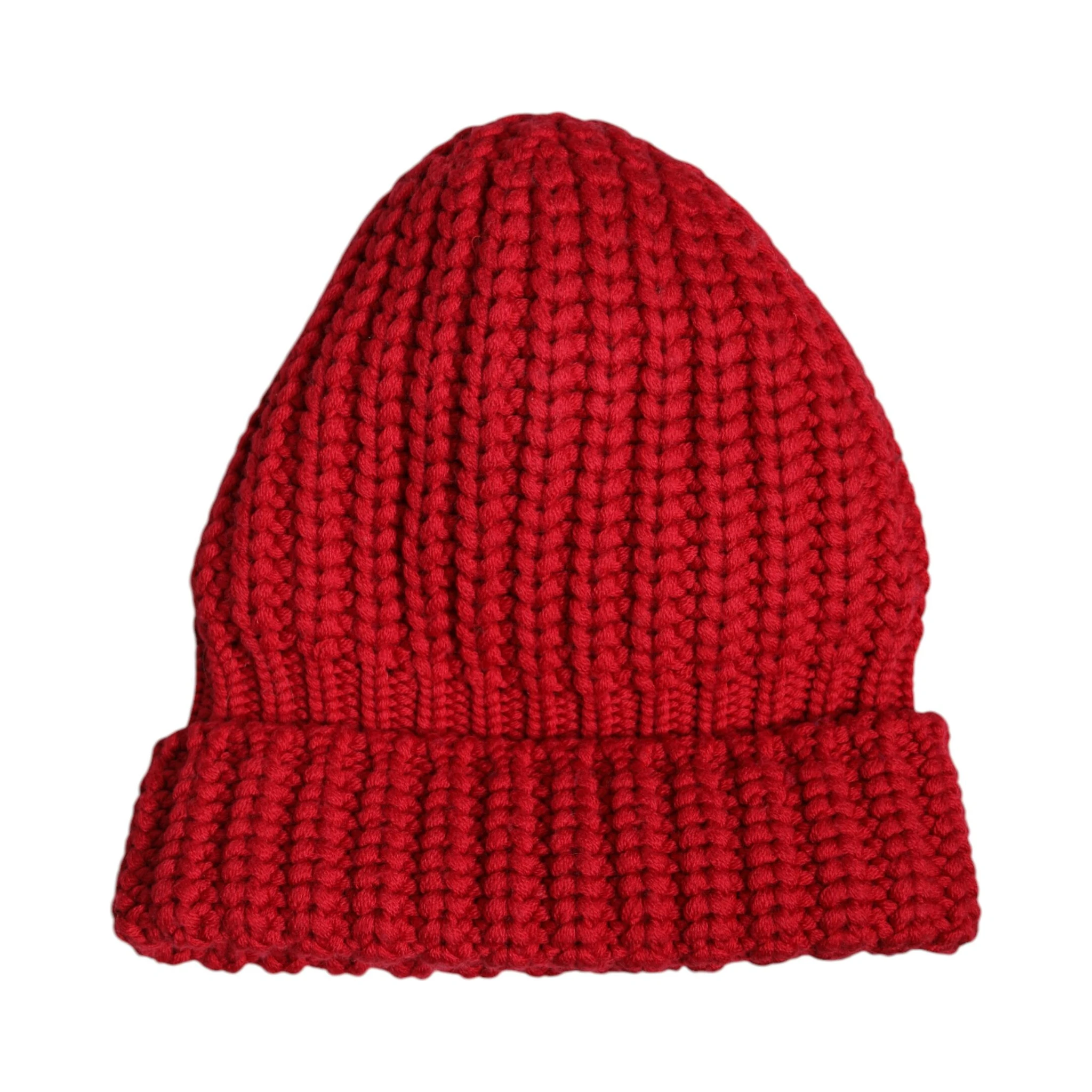 Red Solid Wool Knitted Winter Beanie Hat