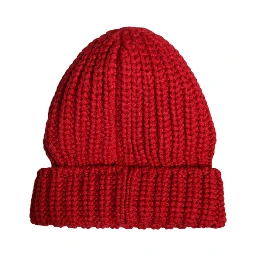 Red Solid Wool Knitted Winter Beanie Hat