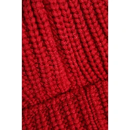 Red Solid Wool Knitted Winter Beanie Hat