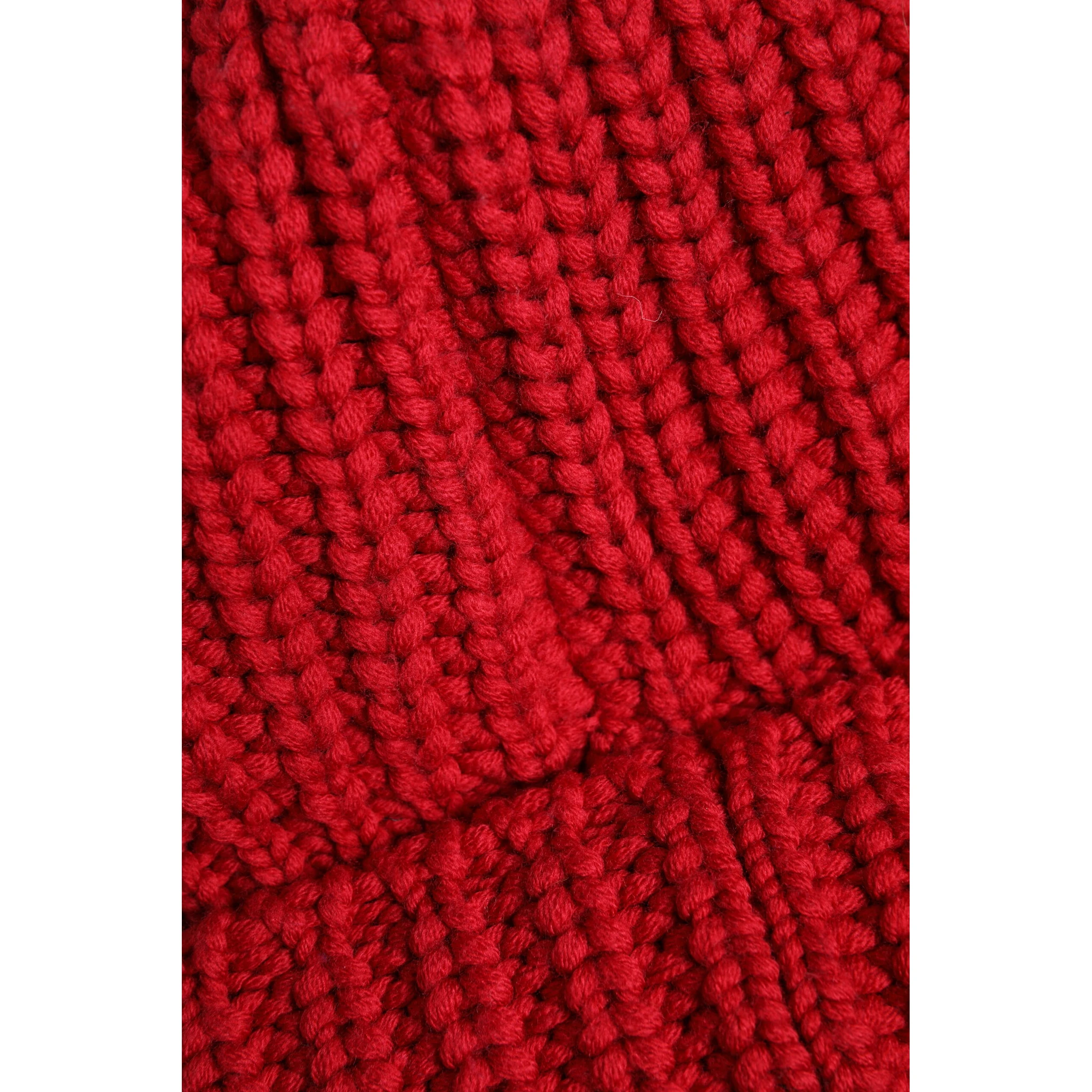 Red Solid Wool Knitted Winter Beanie Hat