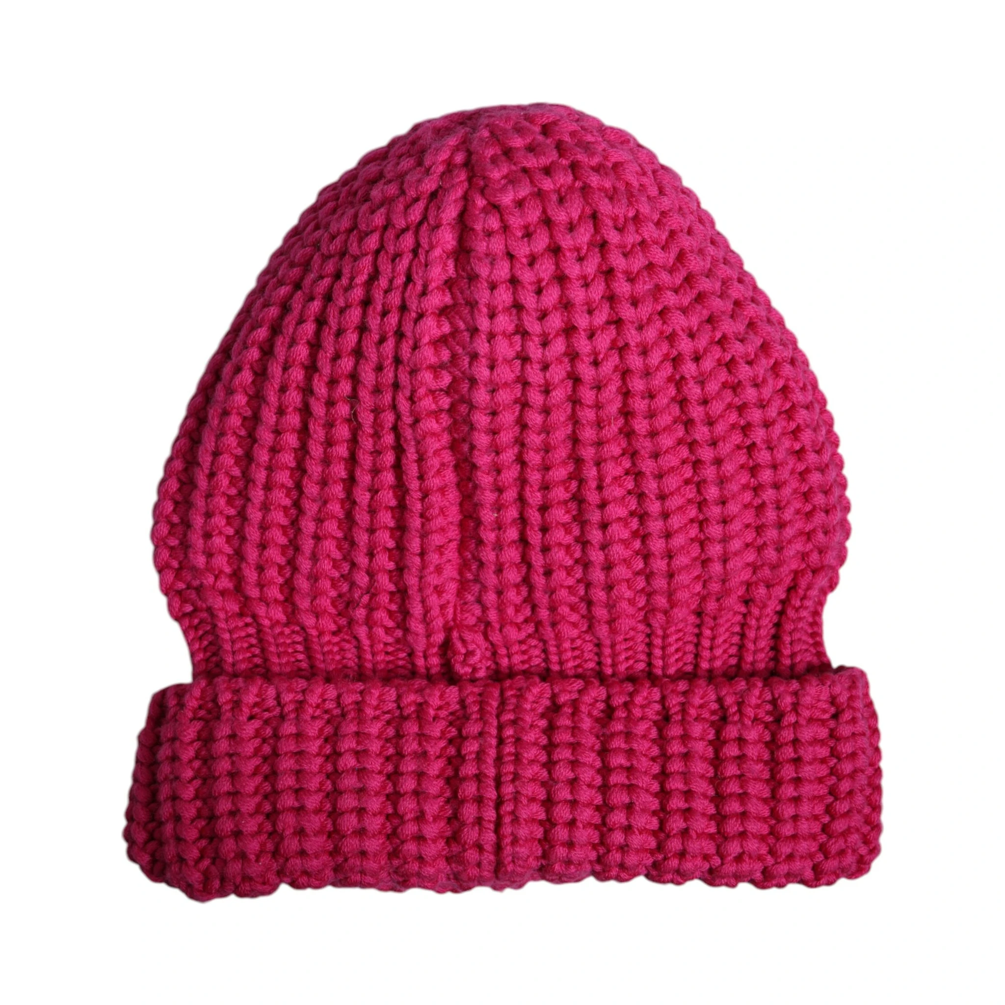 Pink Solid Wool Knitted Winter Beanie Hat