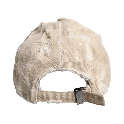 Beige Tattered Cotton 6 Panels Baseball Cap