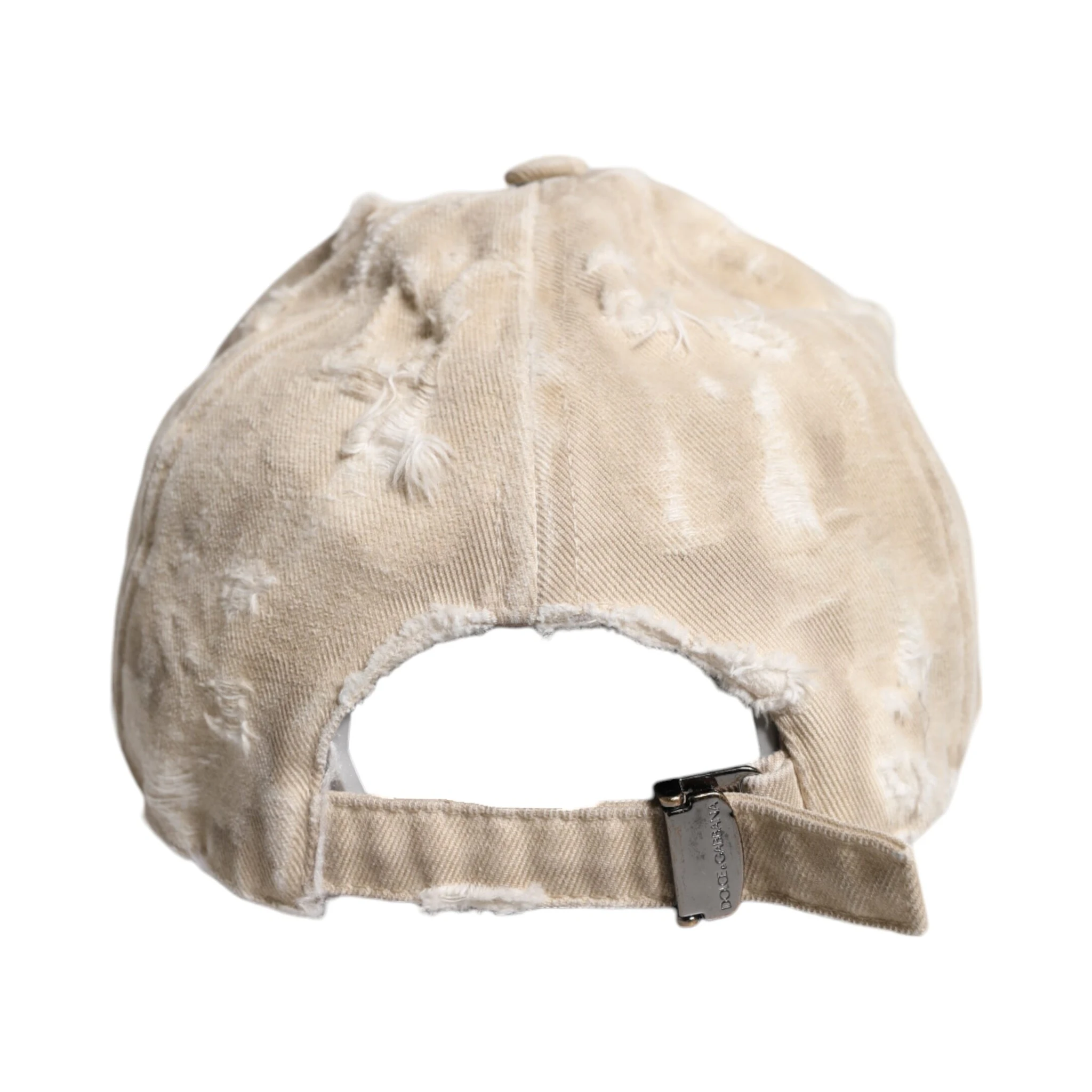 Beige Tattered Cotton 6 Panels Baseball Cap