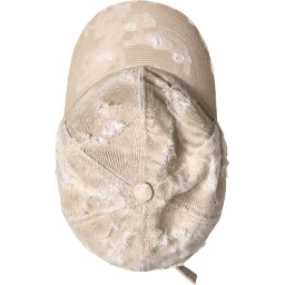 Beige Tattered Cotton 6 Panels Baseball Cap