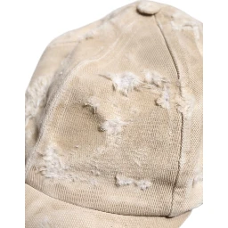 Beige Tattered Cotton 6 Panels Baseball Cap