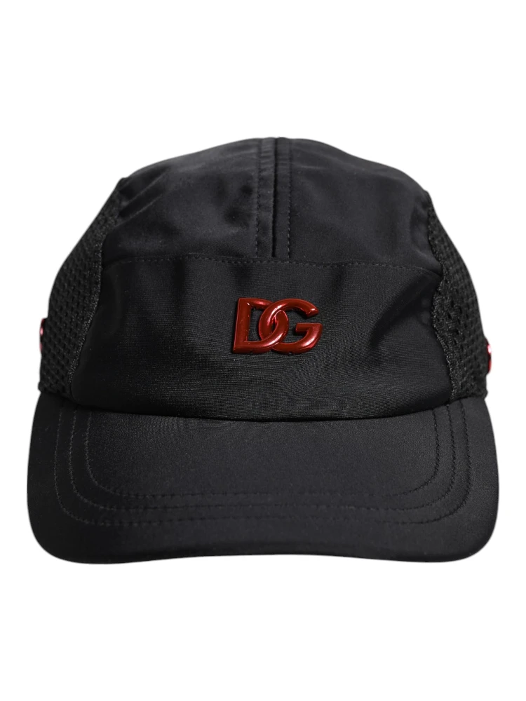 Black Nylon Logo 6 Panels Baseball Cap